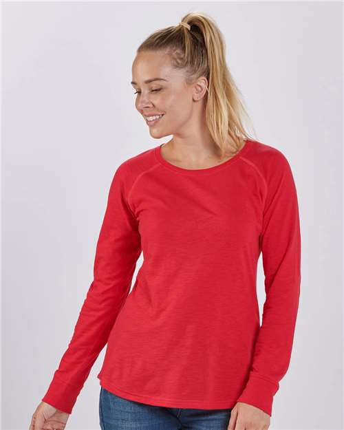 Women's Solid Preppy Patch Long Sleeve T-Shirt - BW3166