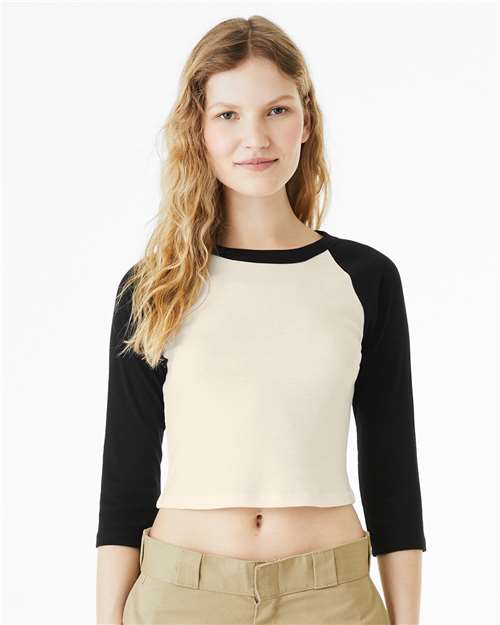 Women's Micro Rib 3/4 Raglan Sleeve Baby Tee - 1200