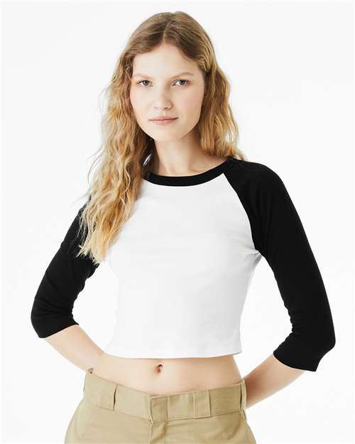 Women's Micro Rib 3/4 Raglan Sleeve Baby Tee - 1200