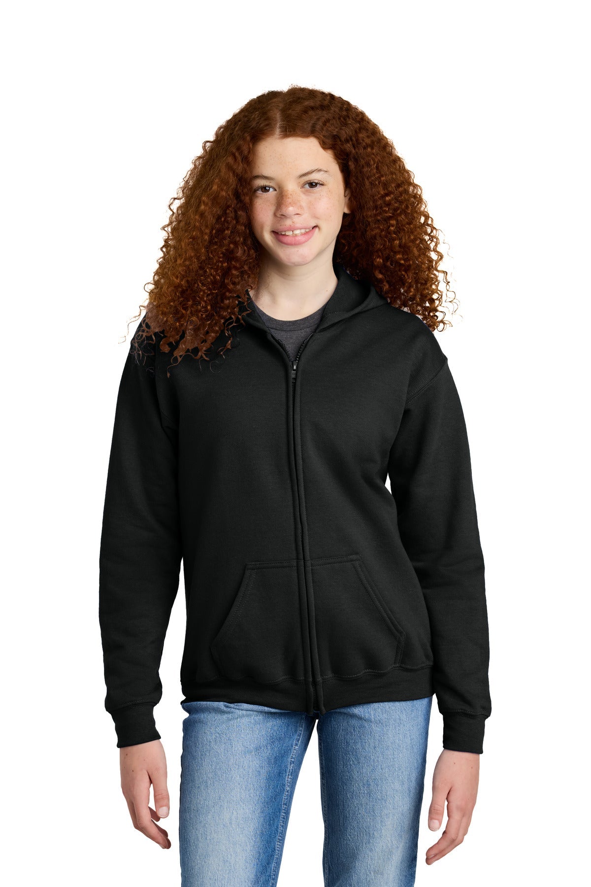 18600B – Gildan   Youth Heavy Blend   Full-Zip Hooded Sweatshirt.