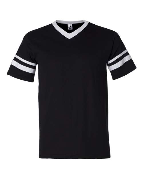 V-Neck Jersey with Striped Sleeves - 360