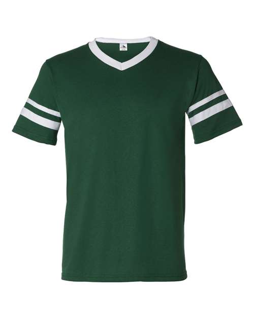V-Neck Jersey with Striped Sleeves - 360
