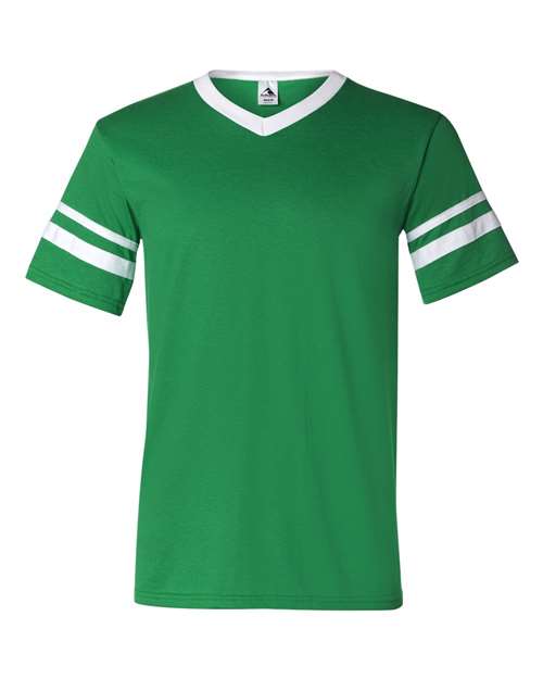 V-Neck Jersey with Striped Sleeves - 360