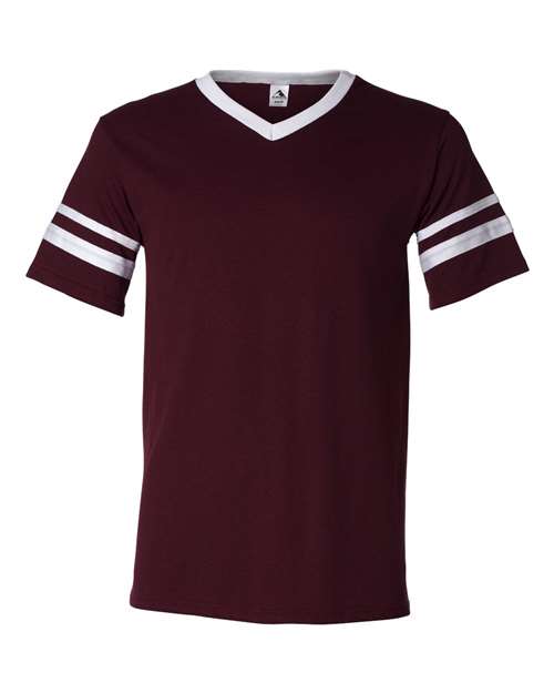 V-Neck Jersey with Striped Sleeves - 360