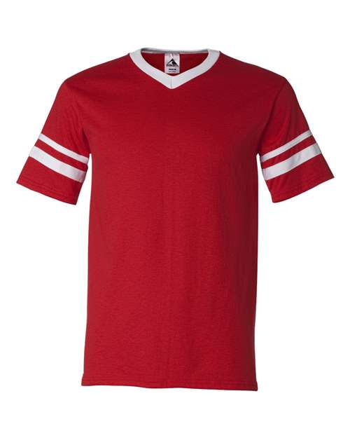 V-Neck Jersey with Striped Sleeves - 360