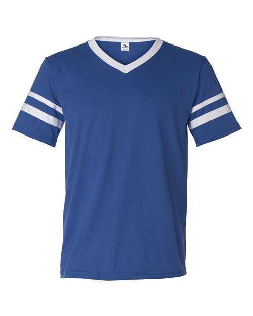 V-Neck Jersey with Striped Sleeves - 360