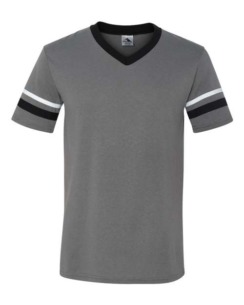 V-Neck Jersey with Striped Sleeves - 360