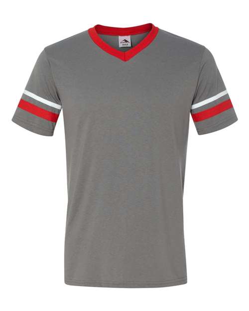 V-Neck Jersey with Striped Sleeves - 360