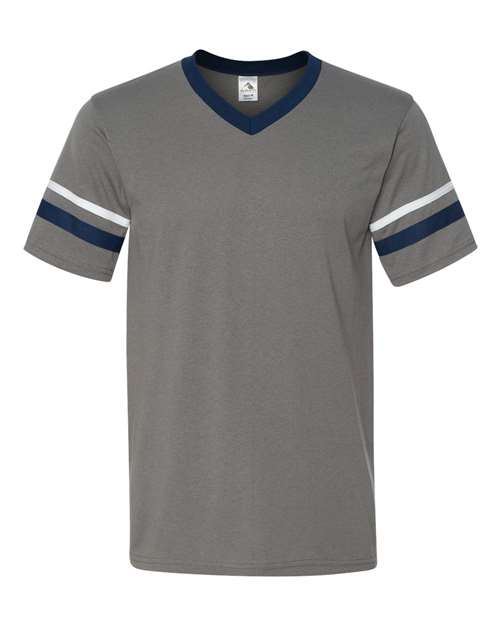 V-Neck Jersey with Striped Sleeves - 360