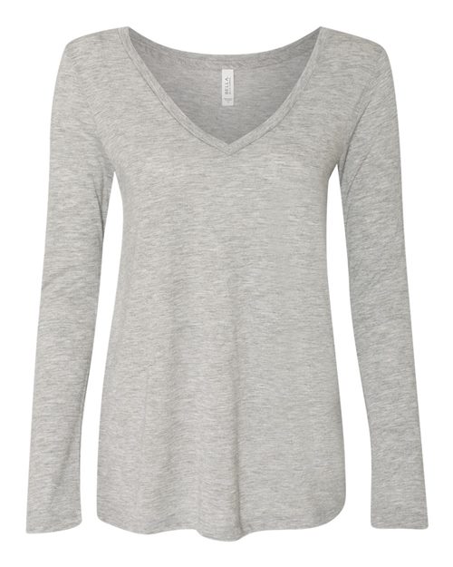 Women's Flowy Long Sleeve V-Neck Tee - 8855