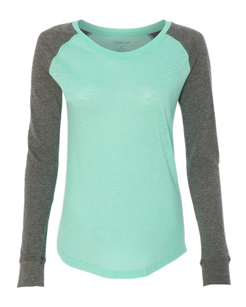 Women’s Preppy Patch Slub Long Sleeve T-Shirt - T66