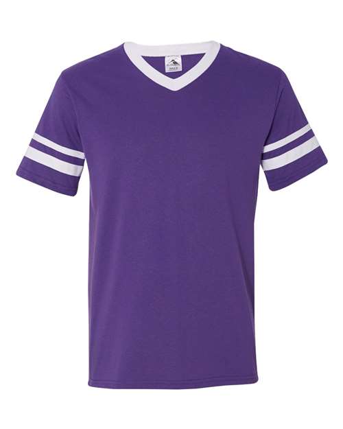 V-Neck Jersey with Striped Sleeves - 360