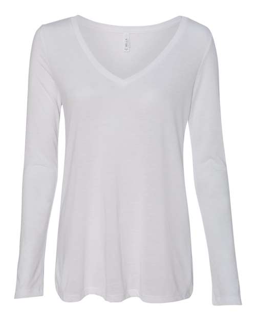 Women's Flowy Long Sleeve V-Neck Tee - 8855