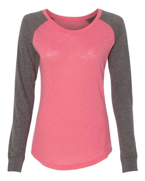 Women’s Preppy Patch Slub Long Sleeve T-Shirt - T66