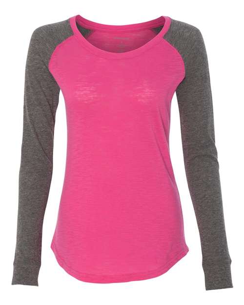 Women’s Preppy Patch Slub Long Sleeve T-Shirt - T66