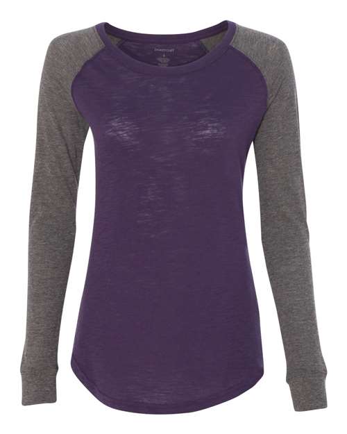 Women’s Preppy Patch Slub Long Sleeve T-Shirt - T66