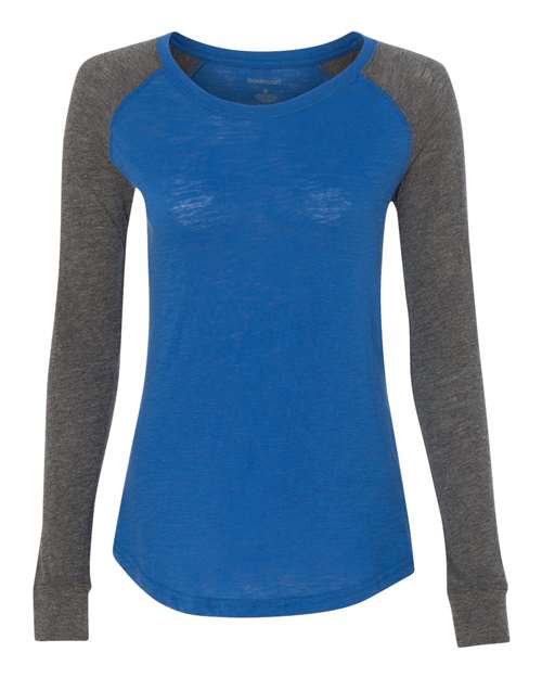 Women’s Preppy Patch Slub Long Sleeve T-Shirt - T66