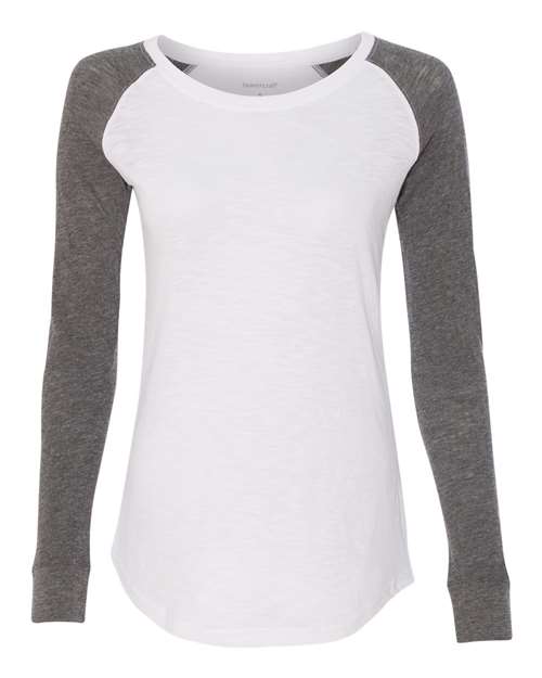 Women’s Preppy Patch Slub Long Sleeve T-Shirt - T66