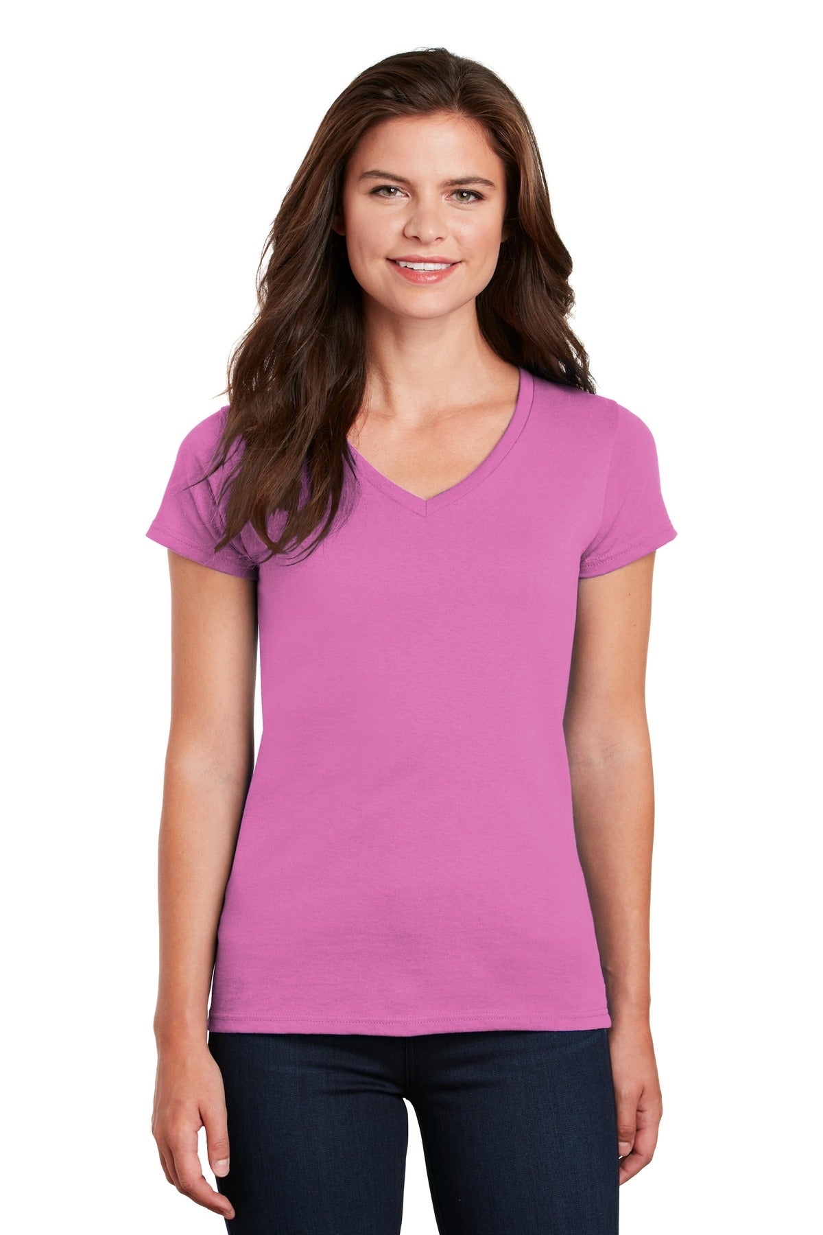 5V00L – Gildan   Women's Heavy Cotton   100% Cotton V-Neck T-Shirt.