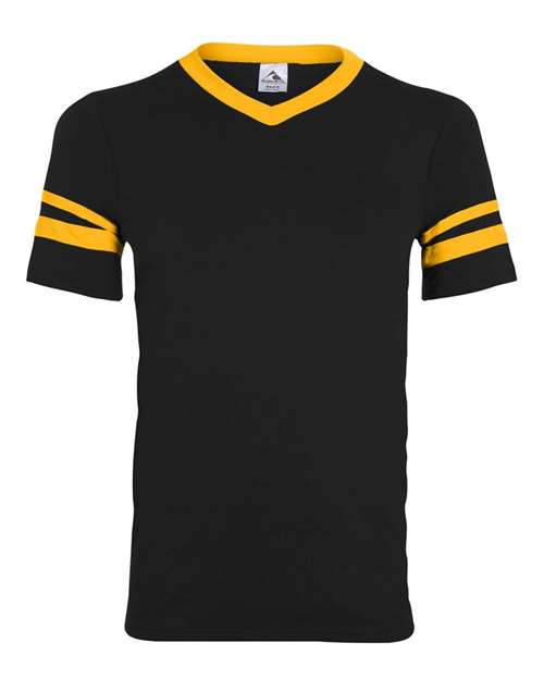 V-Neck Jersey with Striped Sleeves - 360