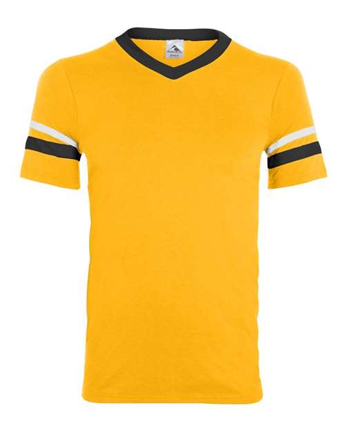 V-Neck Jersey with Striped Sleeves - 360