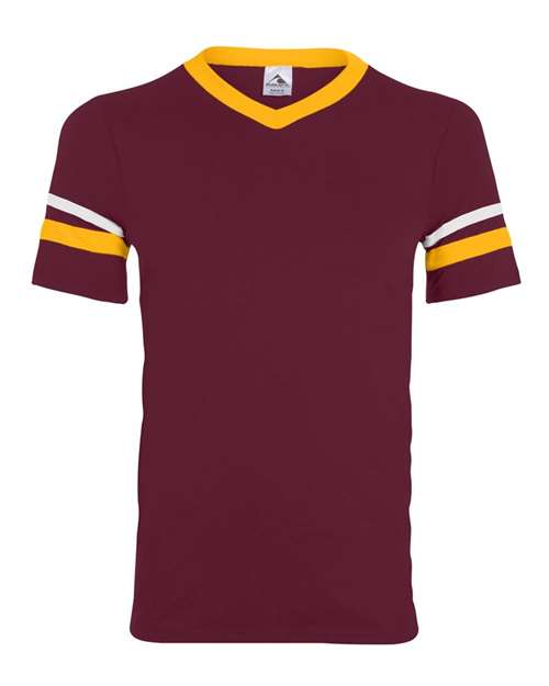 V-Neck Jersey with Striped Sleeves - 360