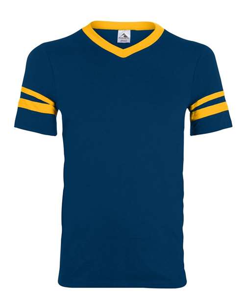 V-Neck Jersey with Striped Sleeves - 360