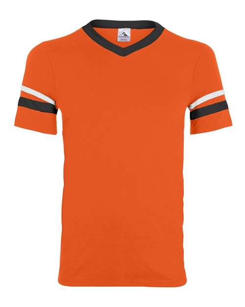 V-Neck Jersey with Striped Sleeves - 360