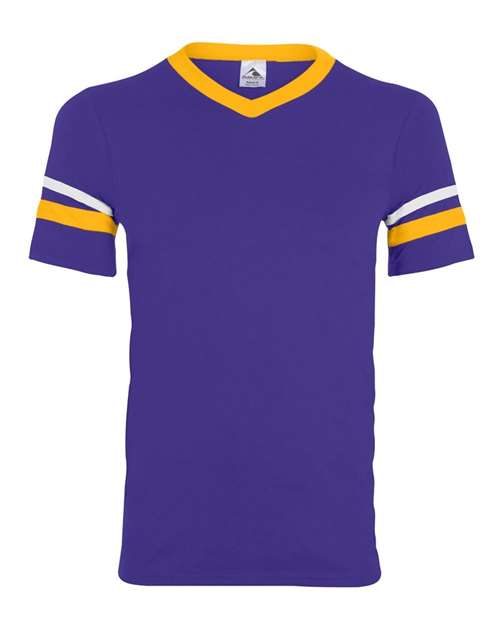 V-Neck Jersey with Striped Sleeves - 360