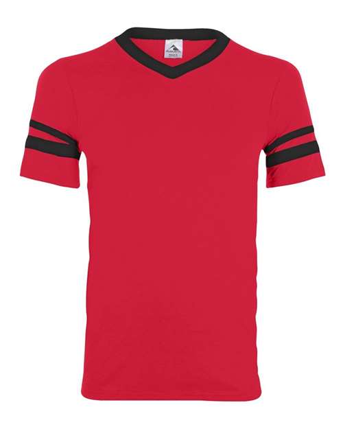 V-Neck Jersey with Striped Sleeves - 360