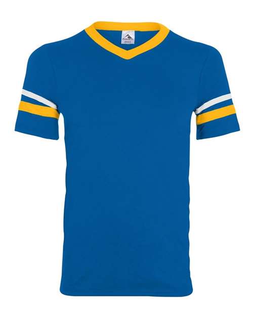 V-Neck Jersey with Striped Sleeves - 360