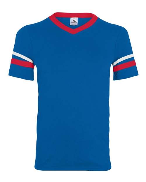 V-Neck Jersey with Striped Sleeves - 360