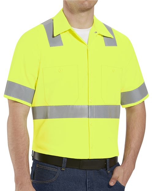 High Visibility Safety Short Sleeve Work Shirt - Tall Sizes - SS24HVT