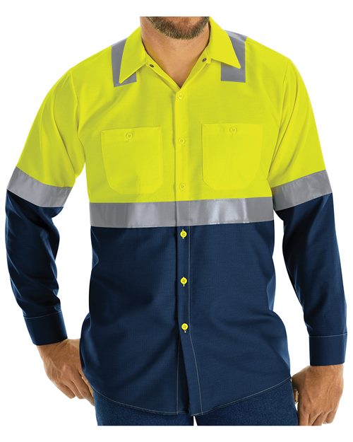 Enhanced & Hi-Visibility Long Sleeve Work Shirt - Tall Sizes - SY14T