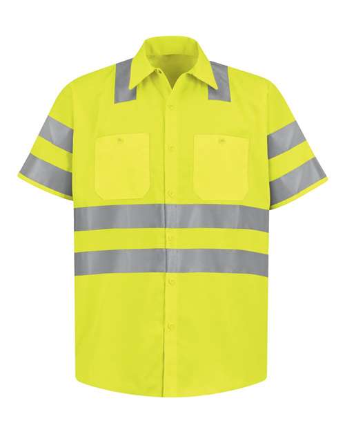 High Visibility Safety Short Sleeve Work Shirt - Tall Sizes - SS24HVT