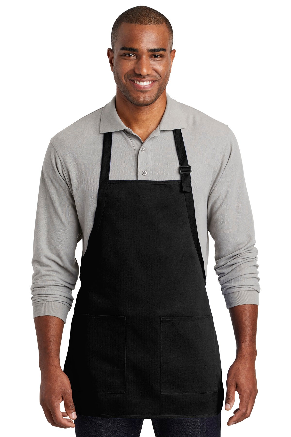 A601 – Port Authority    Medium-Length Two-Pocket Bib Apron.