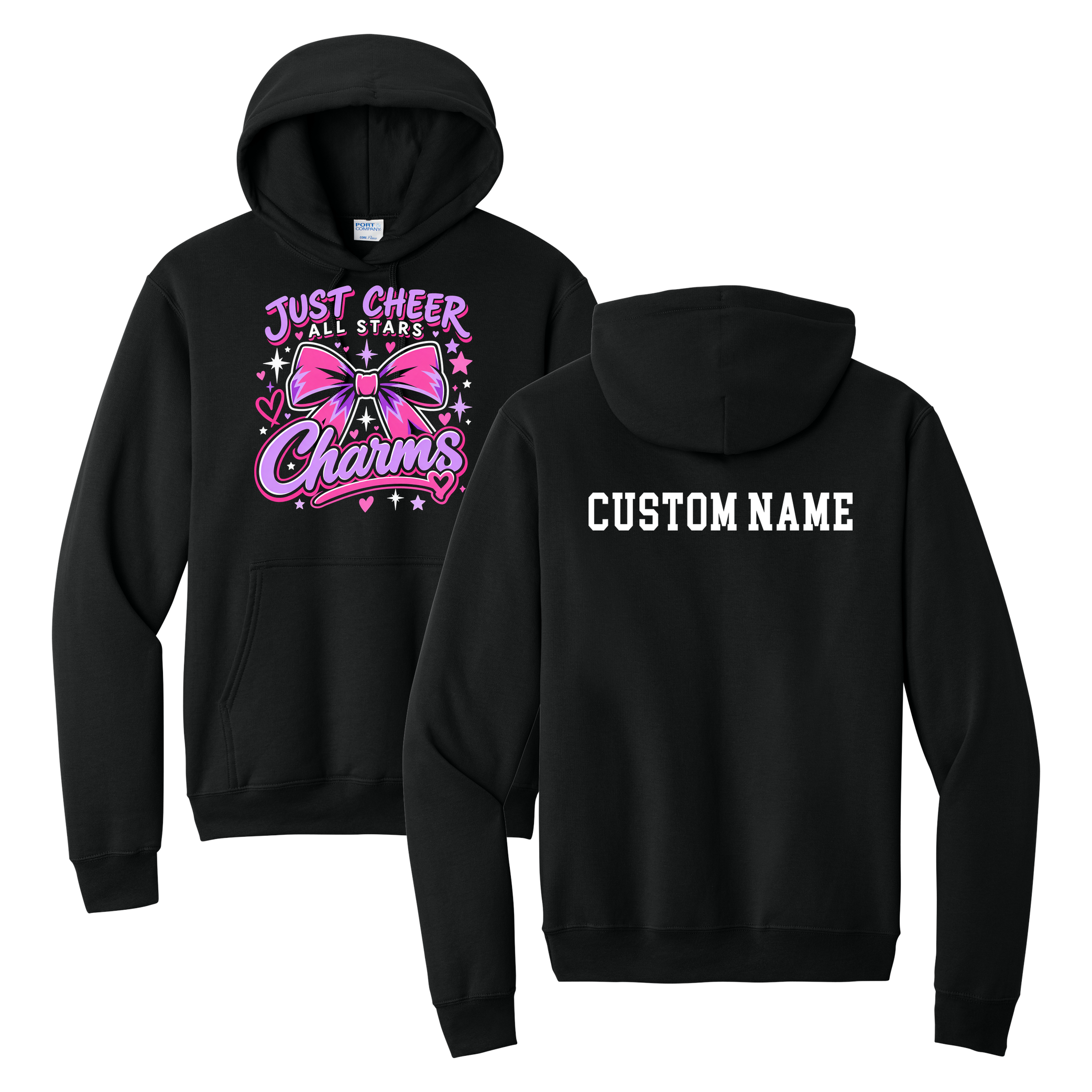 Charms Hoodie - Just Cheer (Custom Name back)
