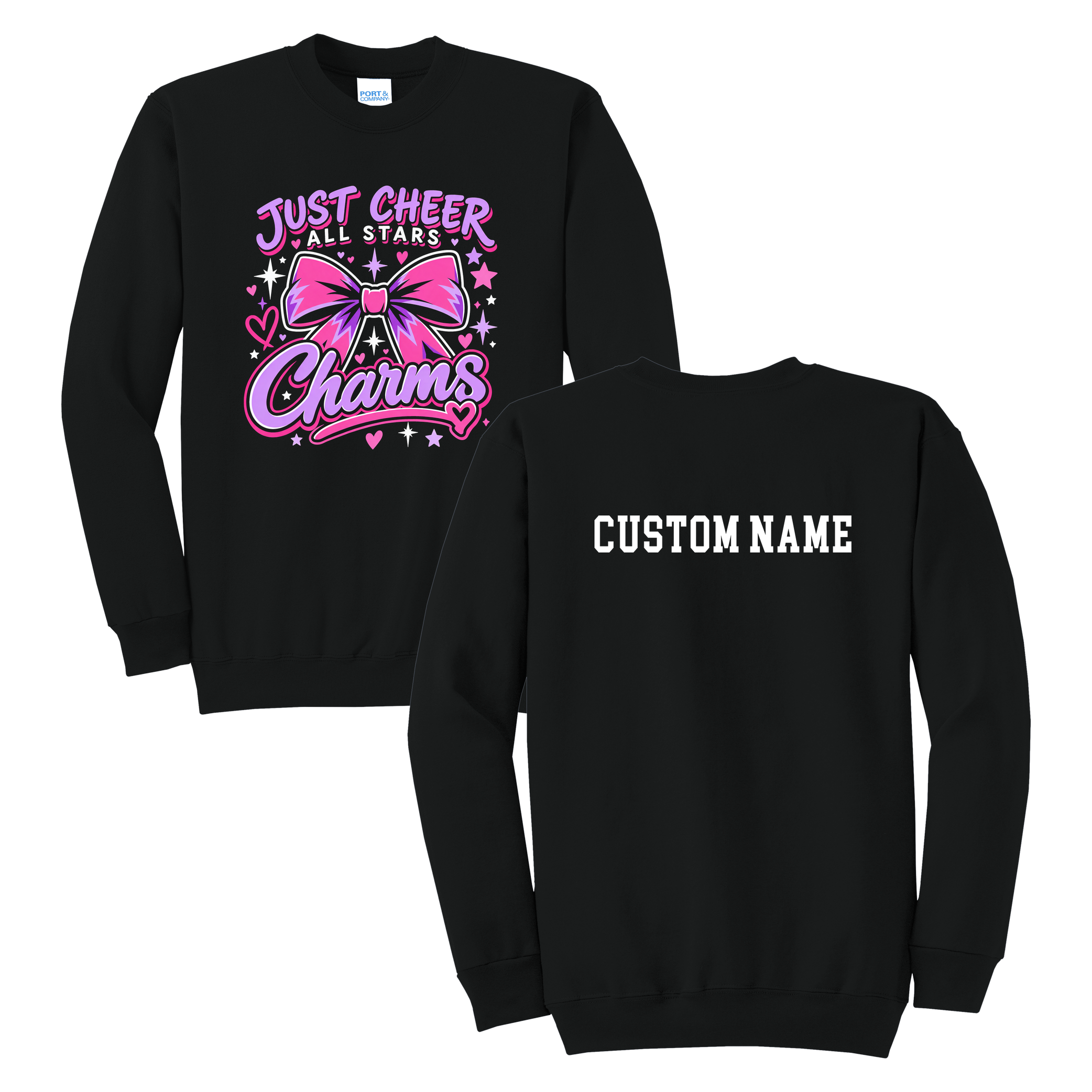 Charms Sweatshirt - Just Cheer (Custom Name back)