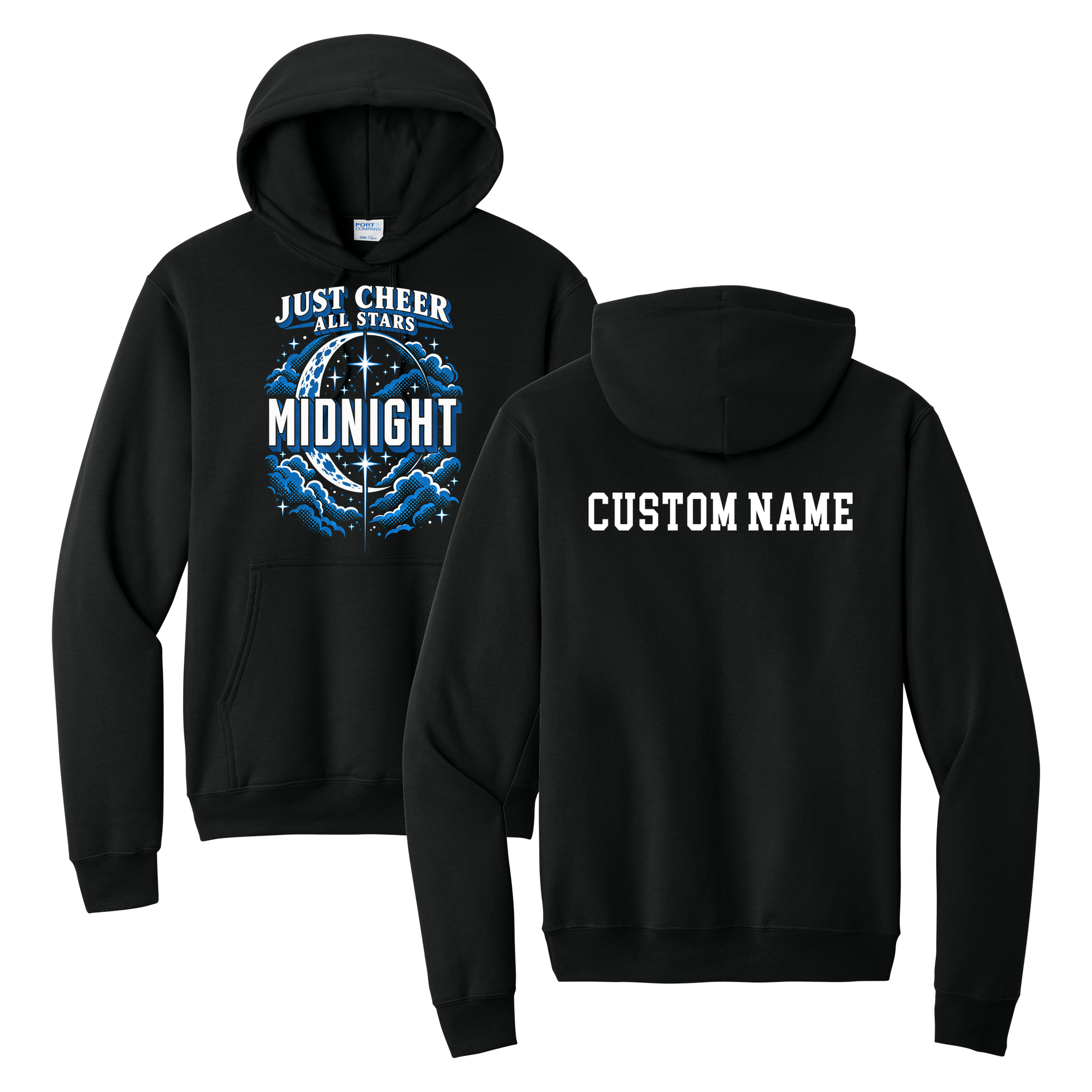 Midnight Hoodie - Just Cheer (Custom Name back)