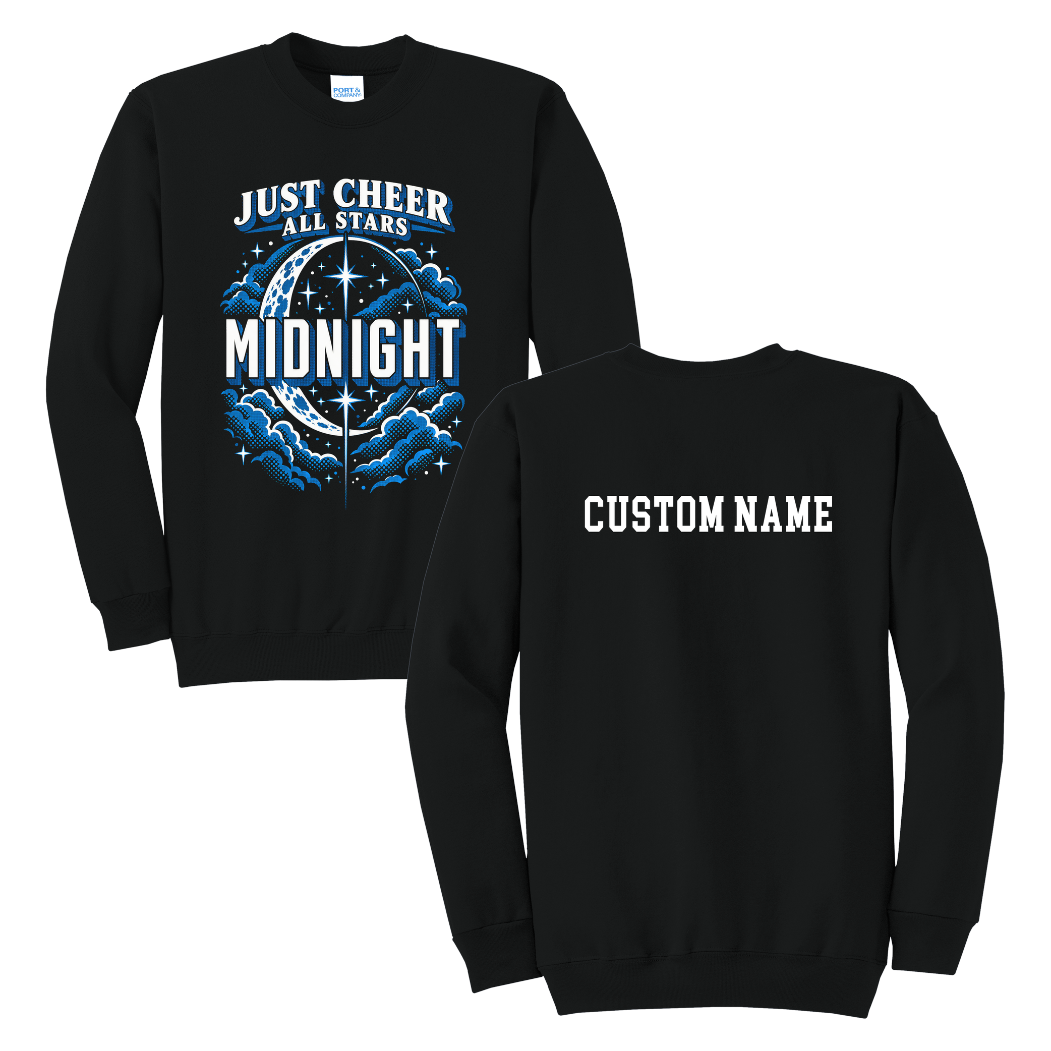 Midnight Sweatshirt - Just Cheer (Custom Name back)