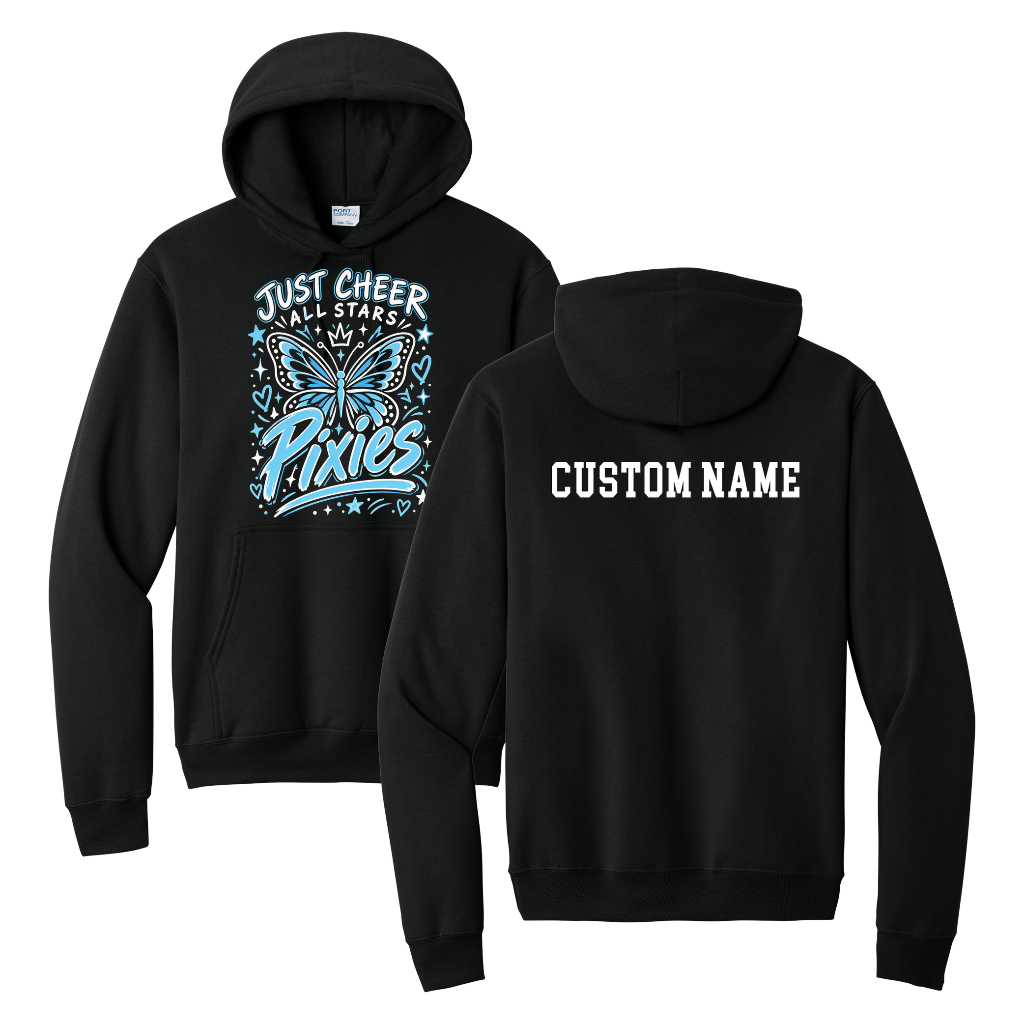 Pixies Hoodie - Just Cheer (Custom Name back)