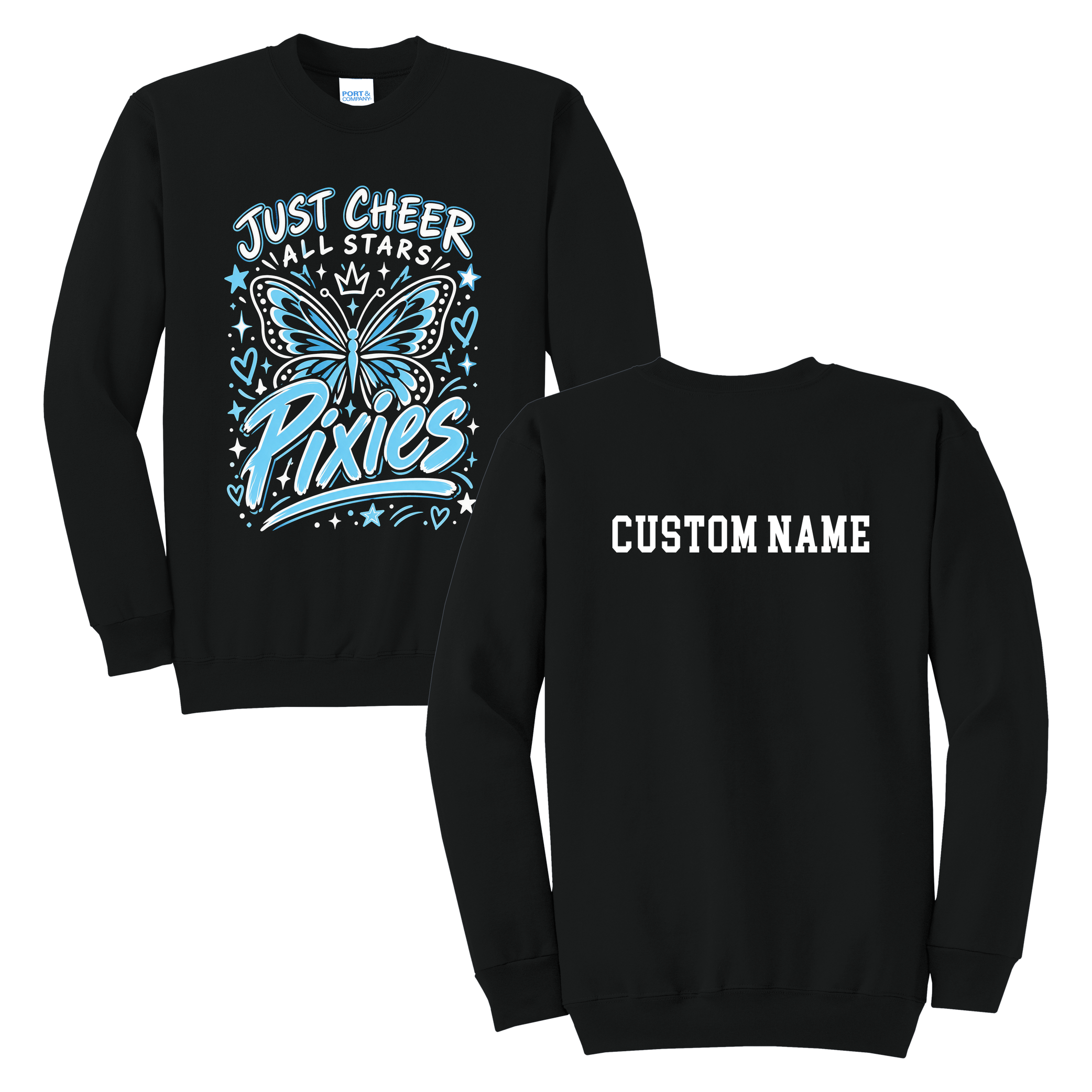 Pixies Sweatshirt - Just Cheer (Custom Name back)