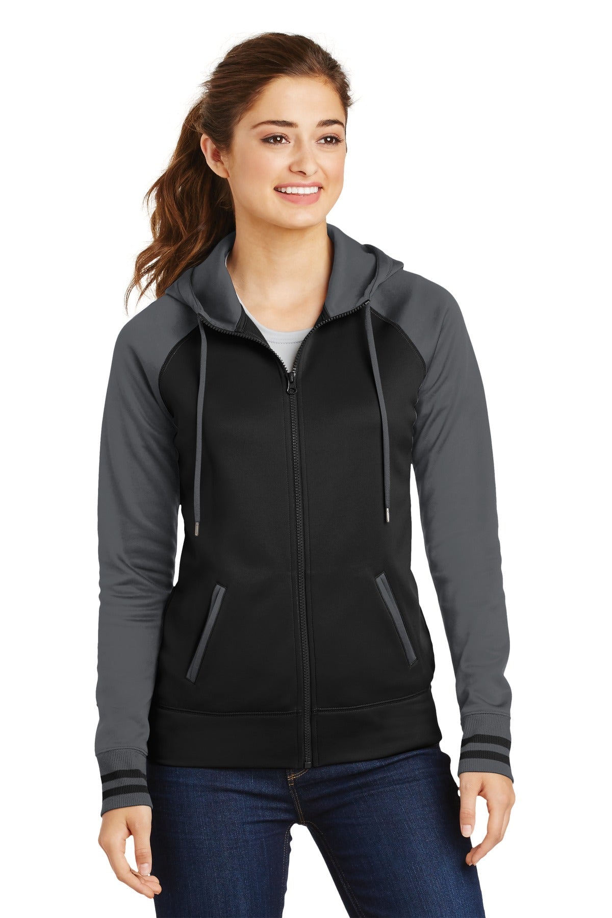 LST236 – Sport-Tek   Women's Sport-Wick   Varsity Fleece Full-Zip Hooded Jacket.