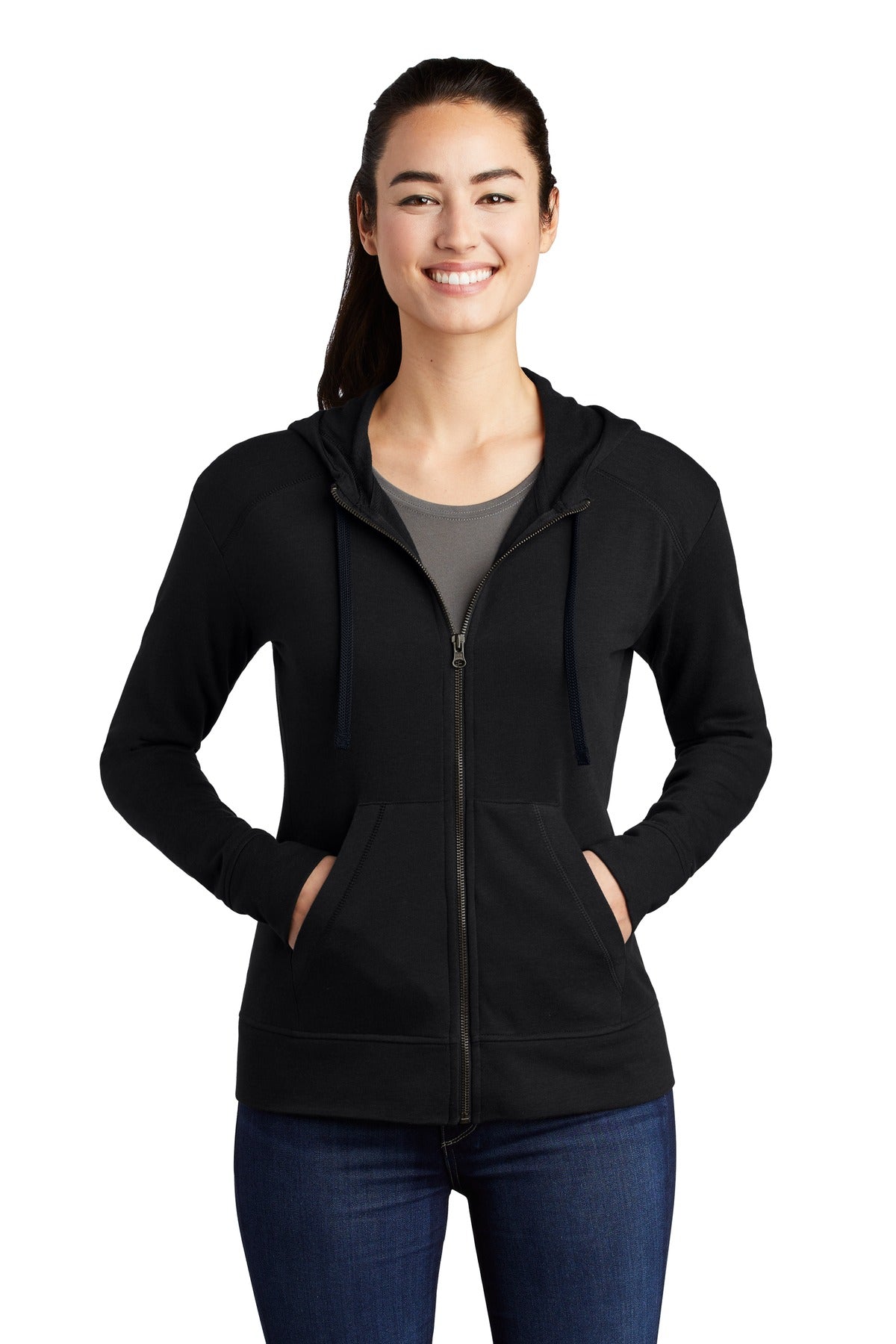 LST293 – Sport-Tek    Women's PosiCharge    Tri-Blend Wicking Fleece Full-Zip Hooded Jacket