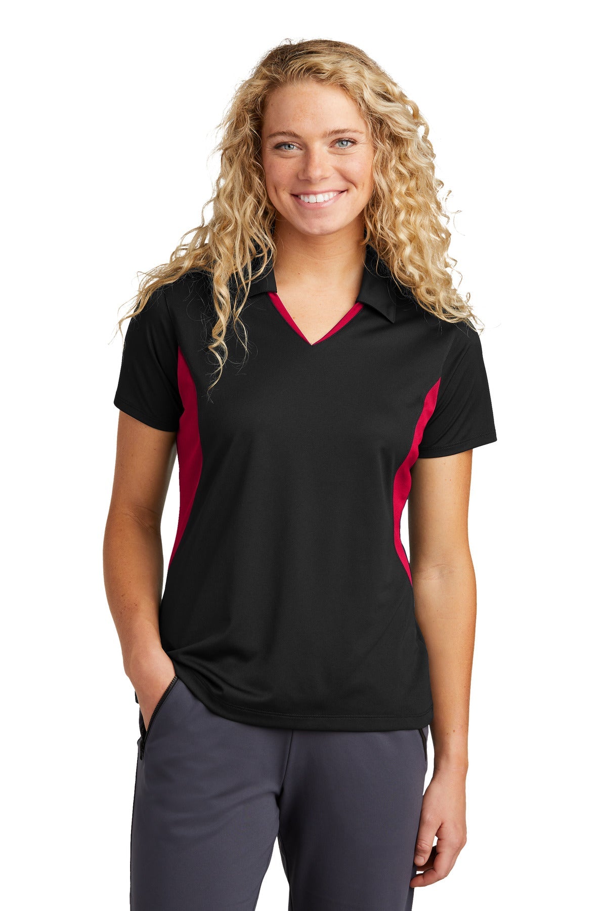 LST655 – Sport-Tek   Women's Side Blocked Micropique Sport-Wick   Polo.