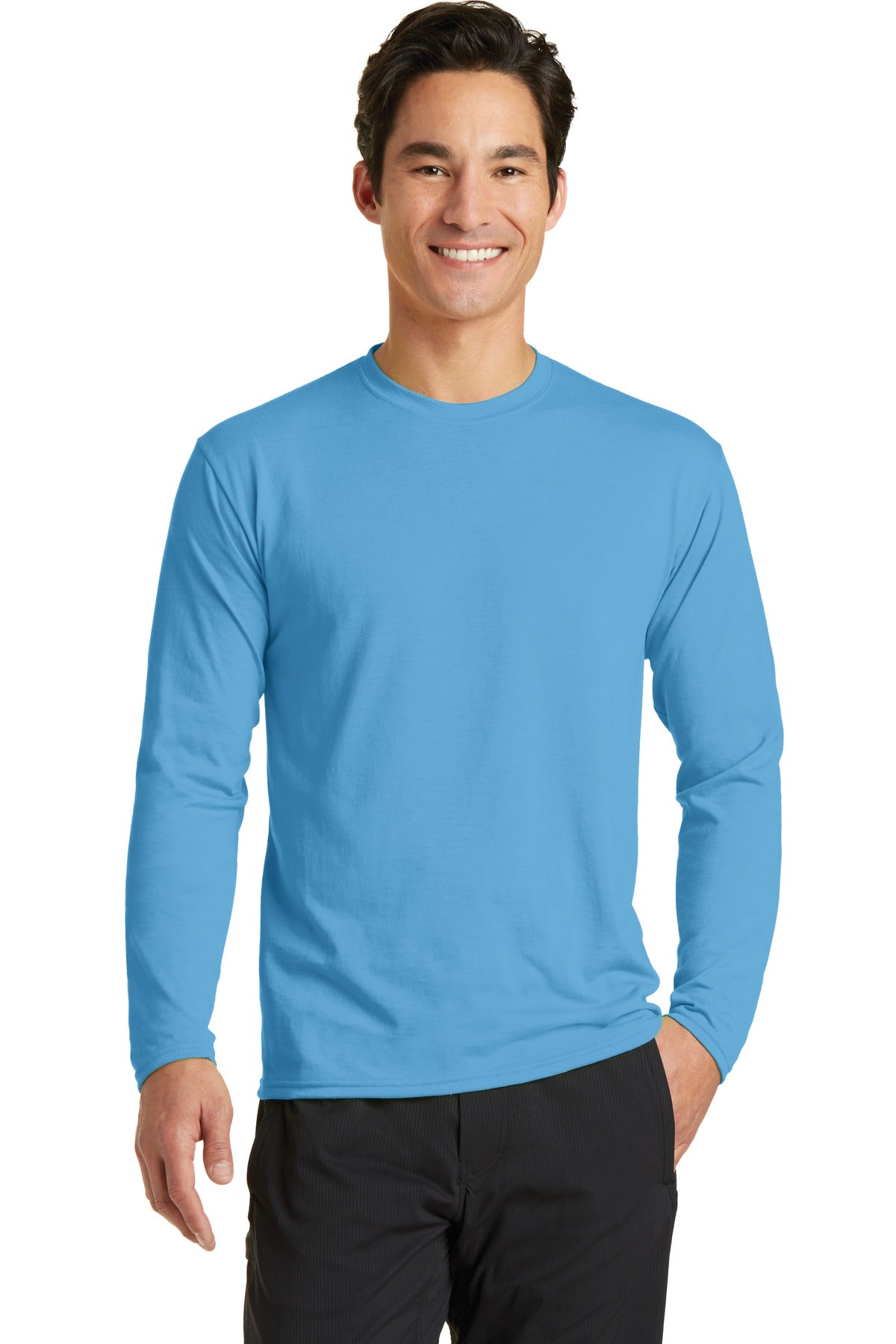 PC381LS – Port & Co   Long Sleeve Performance Blend Tee.