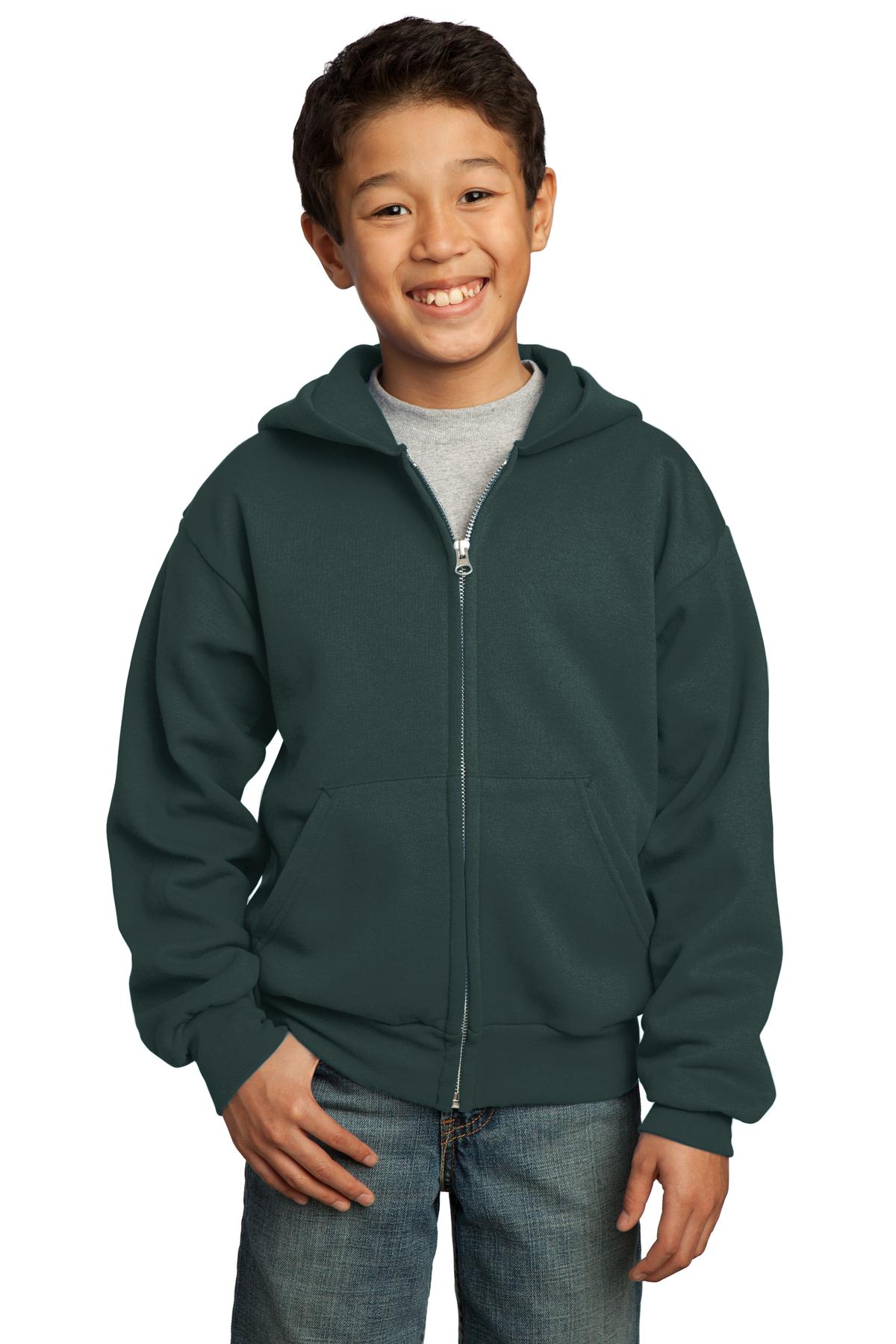 Port & Company ®  - Youth Core Fleece Full-Zip Hooded Sweatshirt.  PC90YZH