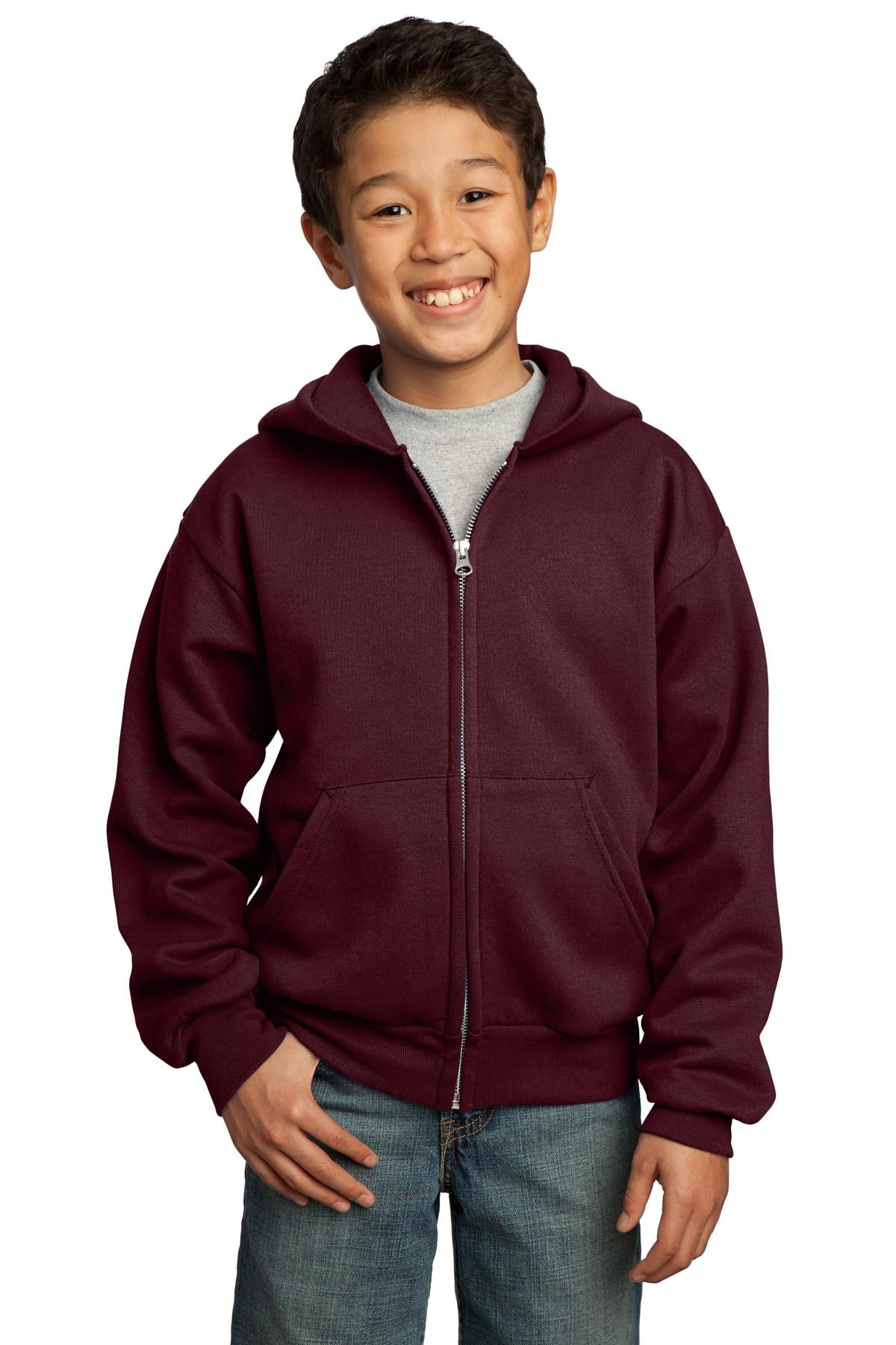 Port & Company ®  - Youth Core Fleece Full-Zip Hooded Sweatshirt.  PC90YZH