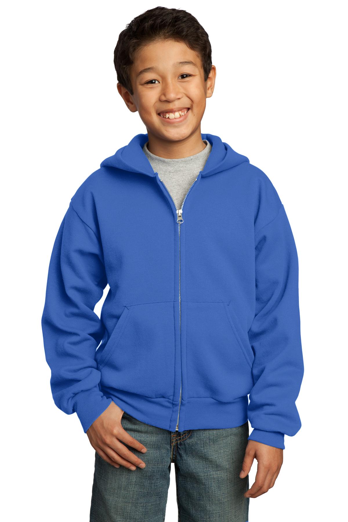 Port & Company ®  - Youth Core Fleece Full-Zip Hooded Sweatshirt.  PC90YZH