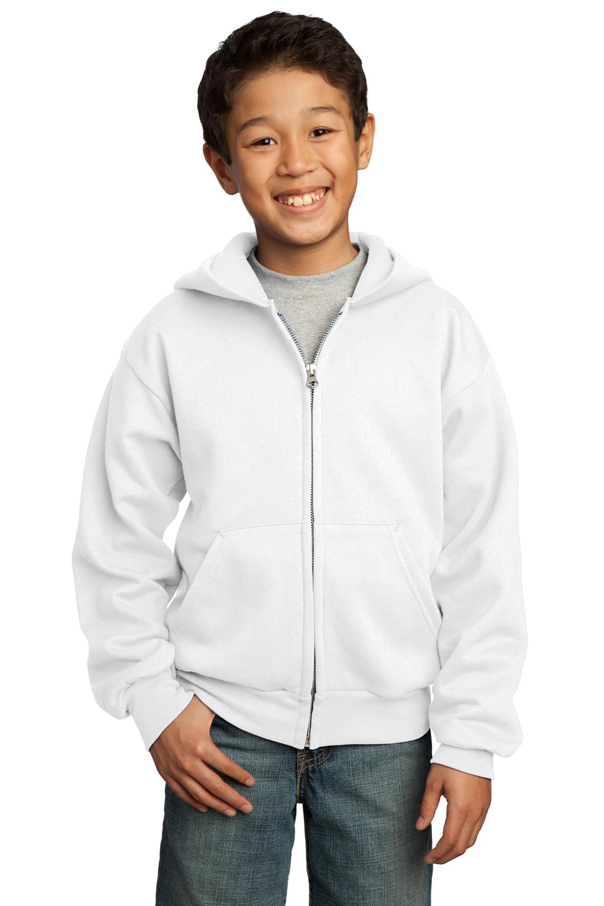 Port & Company ®  - Youth Core Fleece Full-Zip Hooded Sweatshirt.  PC90YZH